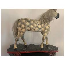 22" Beautiful Antique Folk Art Era Horse on Wheels Pull Toy ...
