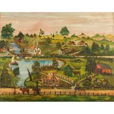 Folk Art : View of a Village (c. 1850) - Giclee Fine Art Print - Etsy