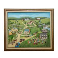 JEANNE ISENHART(1920-2005) Original Oil on Canvas “Auction Day” | Grandview Mercantile