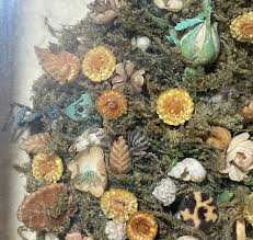 rare antique victorian folk art memorial bouquet shell art ...