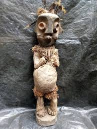 Antique Original Kuba Tribe Fetish Statue Carved Wood Cloth ...