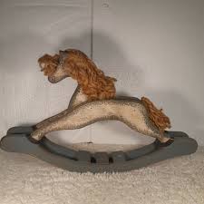 Antique Vintage Wooden Small Size Rocking Horse Painted Face ...