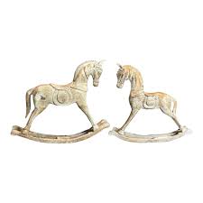 Antique Hand-Carved Wooden Rocking Horses – Rustic Folk Art ...