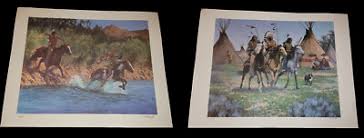 Susan Terpning Huntington Lot 2 Prints Persued and Returning Warriors Western | eBay