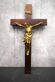 Older Convent Wall Cross, Wood Cross, Metal Corpus. (CU12 ...