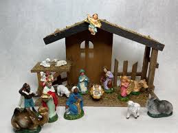 Vintage Plaster Folded and Handpainted Nativity Collection ...