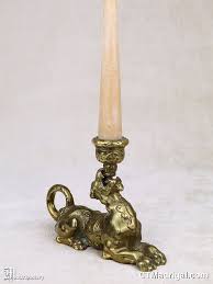 Antique Lion Candlestick, Gilt Brass Bronze Chamberstick ...