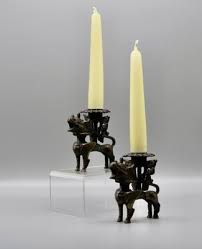 Antique Brass Dog of Fo Candlesticks, 1920s, Set of 2 for ...