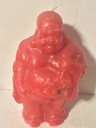 VTG Large Red Heavy Candle Standing Japanese Buddha ...