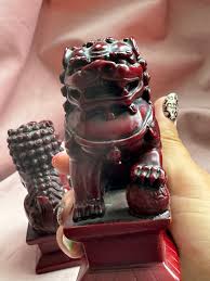 Vintage Pair Rising Red Foo Dogs,chinese Guardian Dog Statuette. - Etsy