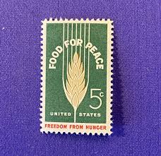 0777:: one green stamp, 5c, Food For Peace, slogan, Freedom From Hunger, 1963 - Mark C. Grove
