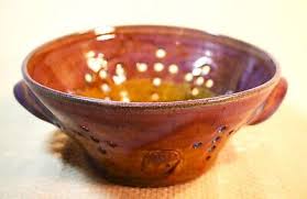 Studio Art Handmade Pottery Colander Strainer Berry Bowl ...