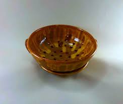 Berry Bowl With Plate Glazed in Nutmeg and Yellow - Etsy