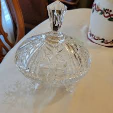 Vintage Large Oval Crystal Candy Dish - Etsy