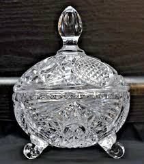 24% German Lead Crystal - Clear 3 Footed Compote / Candy ...