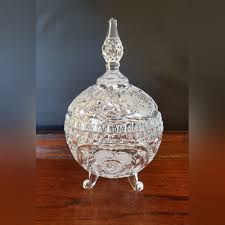 Vintage Decorative Crystal Round Footed Candy Bon Bon Dish ...