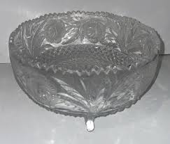 Vintage Cut Crystal Glass Footed Bowl Etched Flower on Sides ...