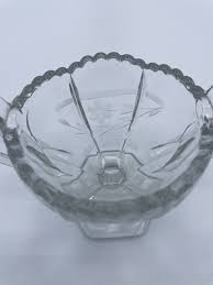 Vintage 6 Sided Crystal Glass Bowl 2 Handled Footed | eBay
