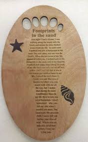 Bespoke wood Footprint Christian poem in shape of footprint ...