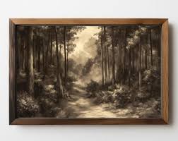 Antique Earthy Neutral Tree Ink Drawing Digital Download | Vintage Sepia Forest Sketch Print Watercolor Woods Brown Landscape Printable Art - Etsy