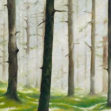 TROUPE OF TREES Original Oil Painting 13x16" - grove grass park sunbeam forest | eBay
