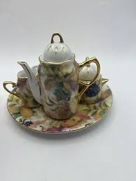 224-OMT Miniature Porcelain Child's Doll Tea Set Tray Fruits ...