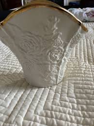 MCM Formalities By Baum Bros Ceramic Porcelain Planter Pot Vase Cream Gold Rim | eBay