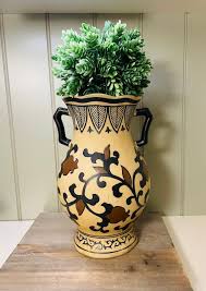 Vintage Brown/black Fine Art Ceramic Vase. Deco Pattern ...