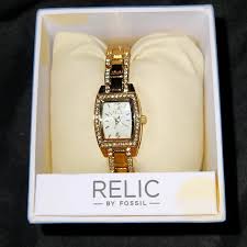 Relic by Fossil | Accessories | Women Relic Watch Gold Square With Stones | Poshmark