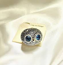 Fossil Brand Silver Tone Pave Crystal Owl Dome Ring Size 7 $64 | eBay