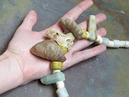 Coral Fossil Spike Necklace, Raw Aquamarine Crystals, Hand Carved Blue Jadeite Jade, Ancient Hebron Trade Beads | Paleolithic Lady Barbarian - Etsy Australia