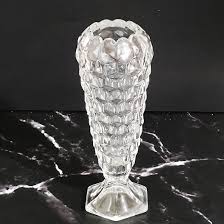 Fostoria Bud Vase With Cube Pattern, Cupped Top, Hexagon ...