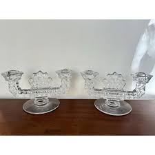 Vintage Fostoria Glass Double Flat Foot Candlestick Candle ...