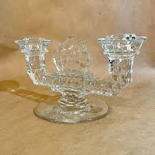 FOSTORIA American Clear Art Deco Glass Double Candlestick ...