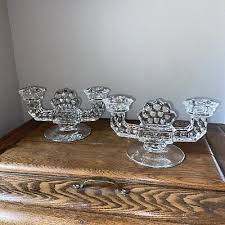 Vintage Fostoria American Clear Twin Candlestick Holders ...