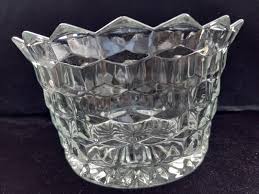 Vtg Molded Glass Basket Bowl,Clear Glass,6" Diam,4" ht,4 ...