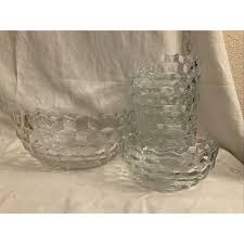 Indiana Glass Clear AMERICAN Cube WHITEHALL 8” Serving Bowl ...