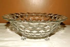 Vintage Fostoria American 3 Footed Clear Cubed Glass Serving ...