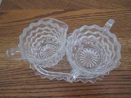 Vintage Fostoria American Glass Creamer Sugar and Tray Set | eBay