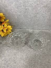 VINTAGE FOSTORIA AMERICAN CUBE DESIGN CREAMER AND SUGAR SET | eBay