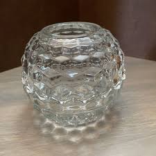 Vtg Clear Glass Fairy Lamp Globe Candle Holder with Cubist ...