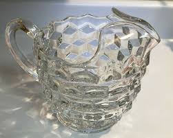 Vtg Fostoria American Pitcher Clear Glass Cube 6.5" Tall ...