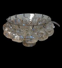 Vintage Jeannette Clear Glass #3200 Feather Punch Bowl COMPLETE Set | eBay Australia