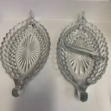 2 Vintage American Fostoria Cube Oval Relish Serving Dishes ...