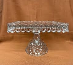 Fostoria clear Crystal Square Plate Cake Stand, vintage | eBay