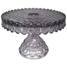 Light Purple Diamond Pattern Round Glass Cake Stand ...