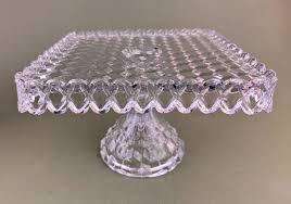 VTG Fostoria American Clear Glass Run Well Square Pedestal ...