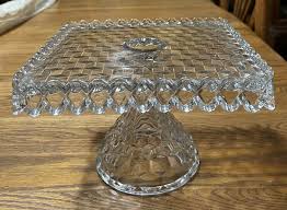 FOSTORIA AMERICAN SQUARE PEDESTAL CAKE STAND WITH RUM WELL ...