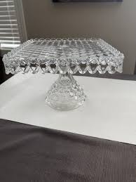Vtg Fostoria American Square Bell Pedestal Cake Stand w/ Rum ...