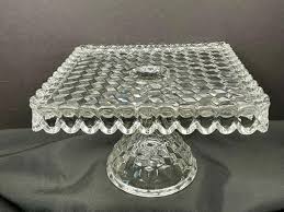 Vintage Fostoria American Clear Glass Cake Stand: Square ...